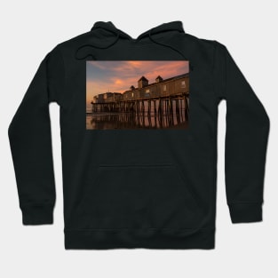 Sunrise on Old Orchard Beach Pier Maine Hoodie